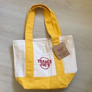 Trader Joe's Yellow and White Canvas Tote Bag